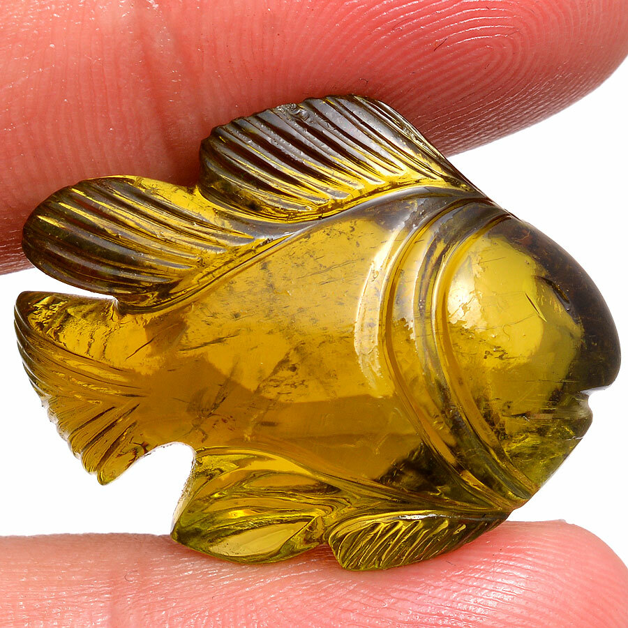 52.00 Cts Natural Tourmaline Untreated Fish Carved GTL CERTIFIED Magnificent Gem
