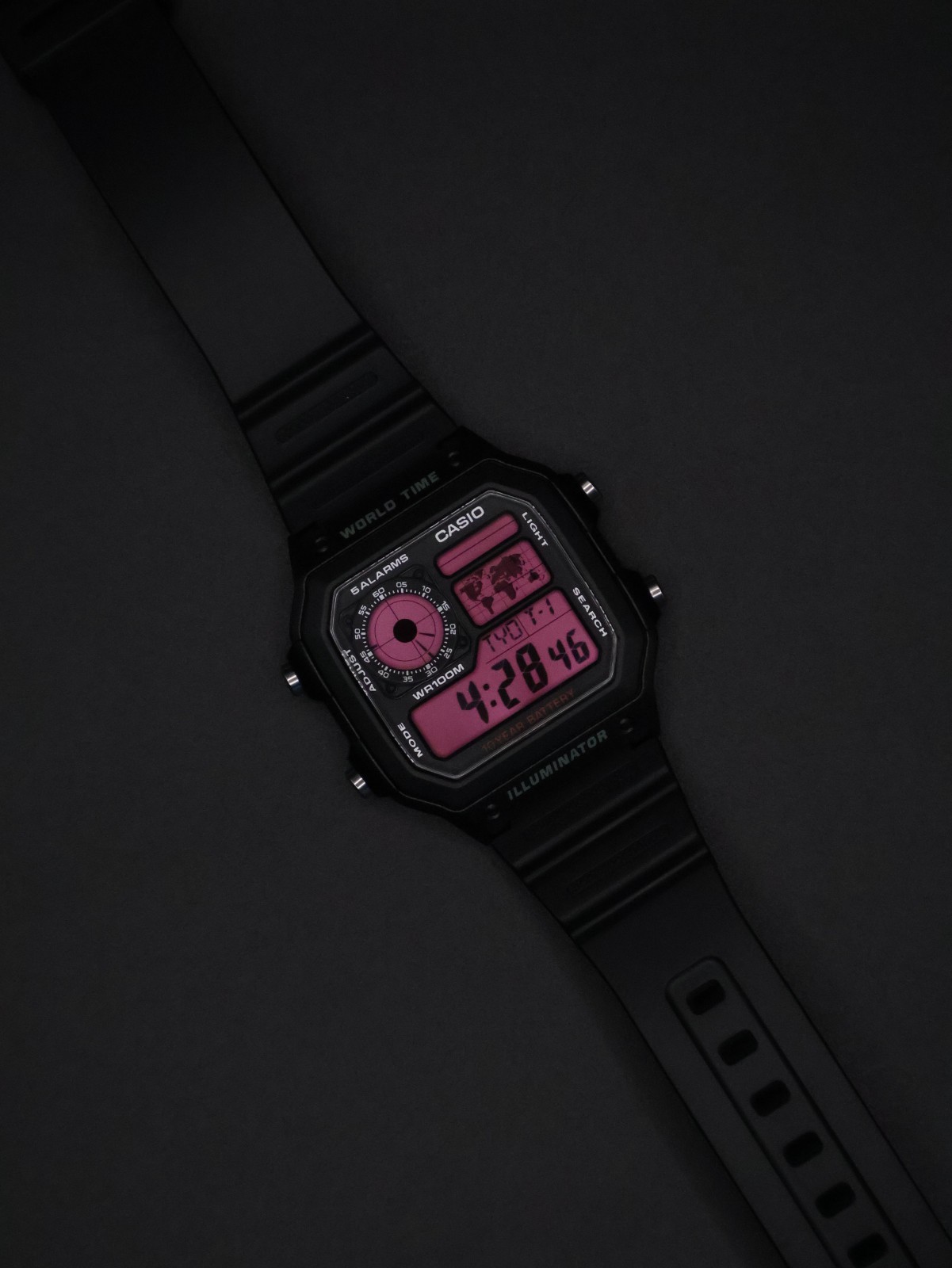 “Pink Panther” | Custom 🩷 Casio World Time Illuminator | Royale | AE-1200WH MOD