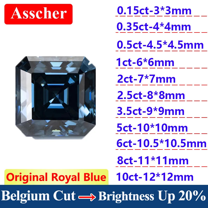2-10CT Original Royal Blue Moissanite Stone Loose Moissanite Cushion Gemstones