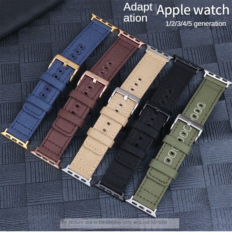 High quality cotton canvas sports watch strap for apple iwatch1234567 38 40 42mm
