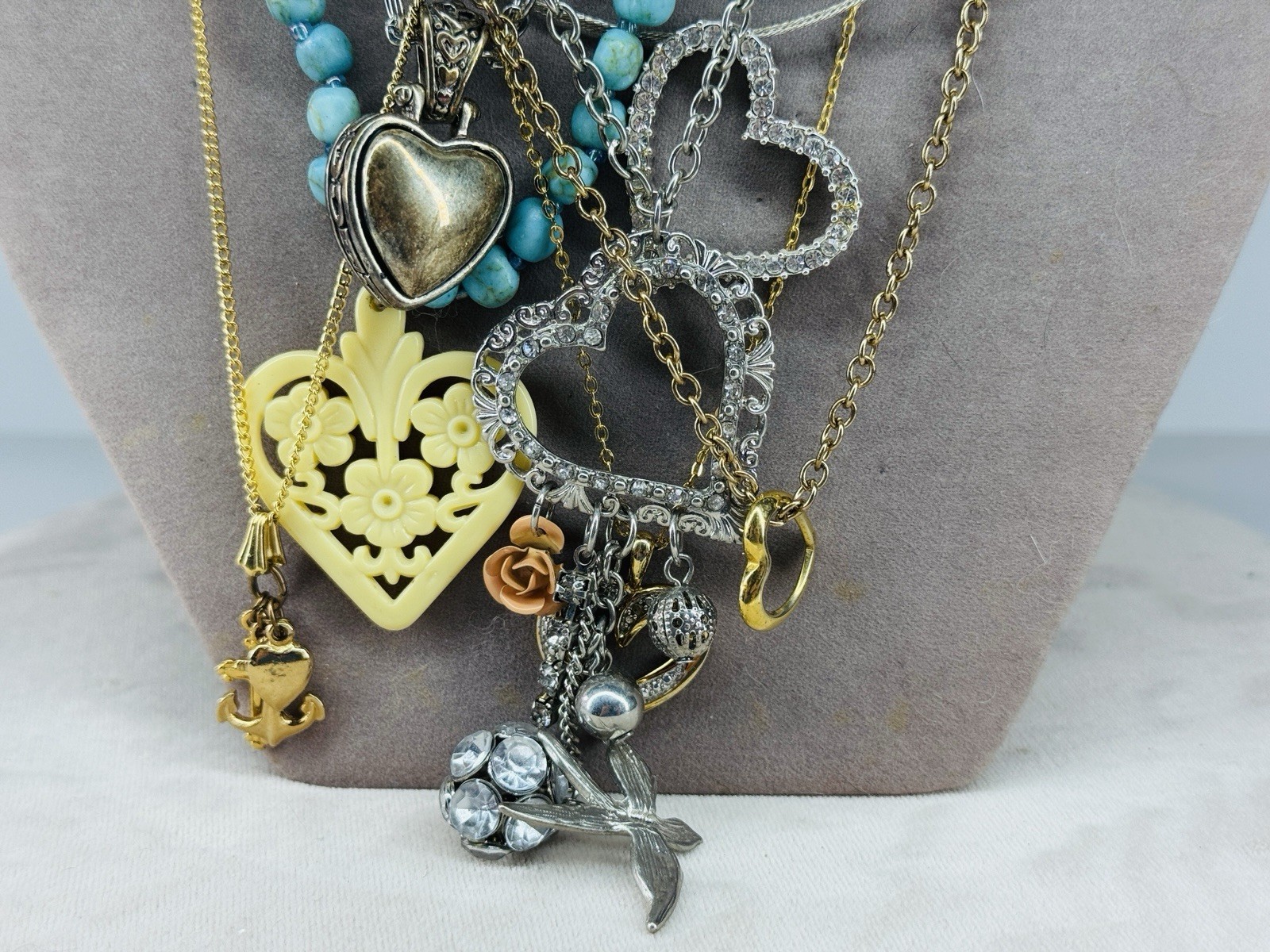 Love Heart Jewelry Lot Necklaces Vintage Modern Mix 7 Pieces