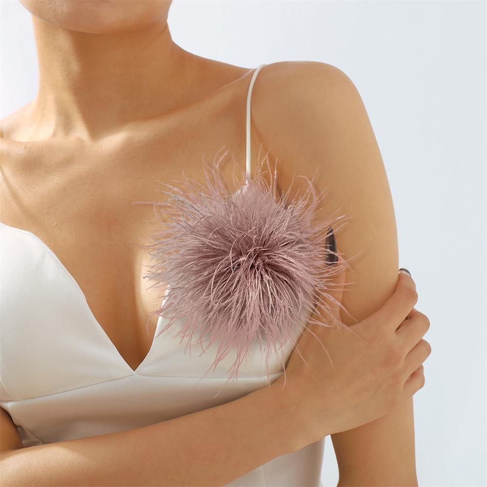 Newzenro Dainty Feather Flower Large Brooch Pin For Women Men Elegant Oversized