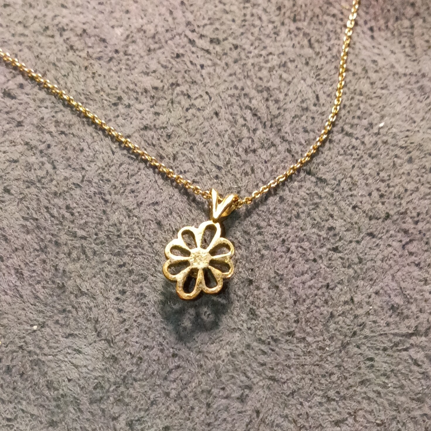1/20th 14K Gold Tone Flower Charm Pendant Cable Chain Necklace Lobster