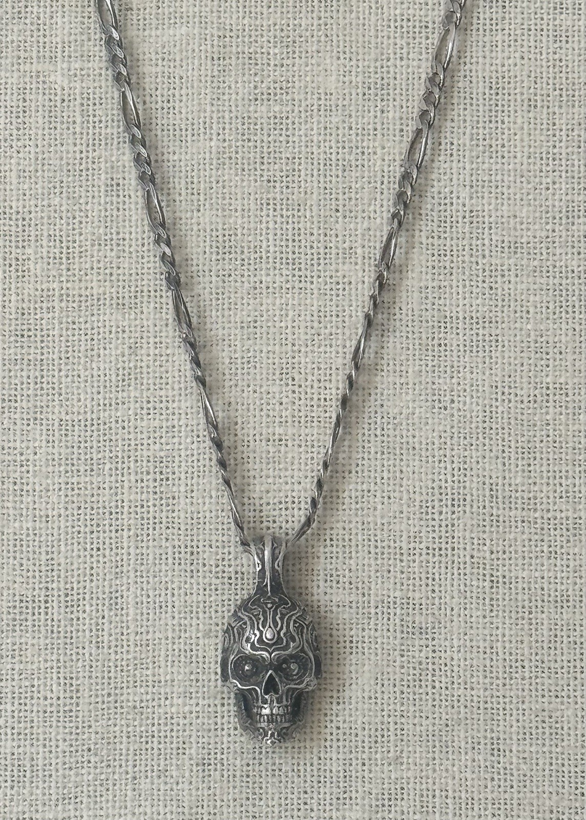 William Henry Cristobal Skull Sterling Silver Pendant Necklace/Chain Italy #11