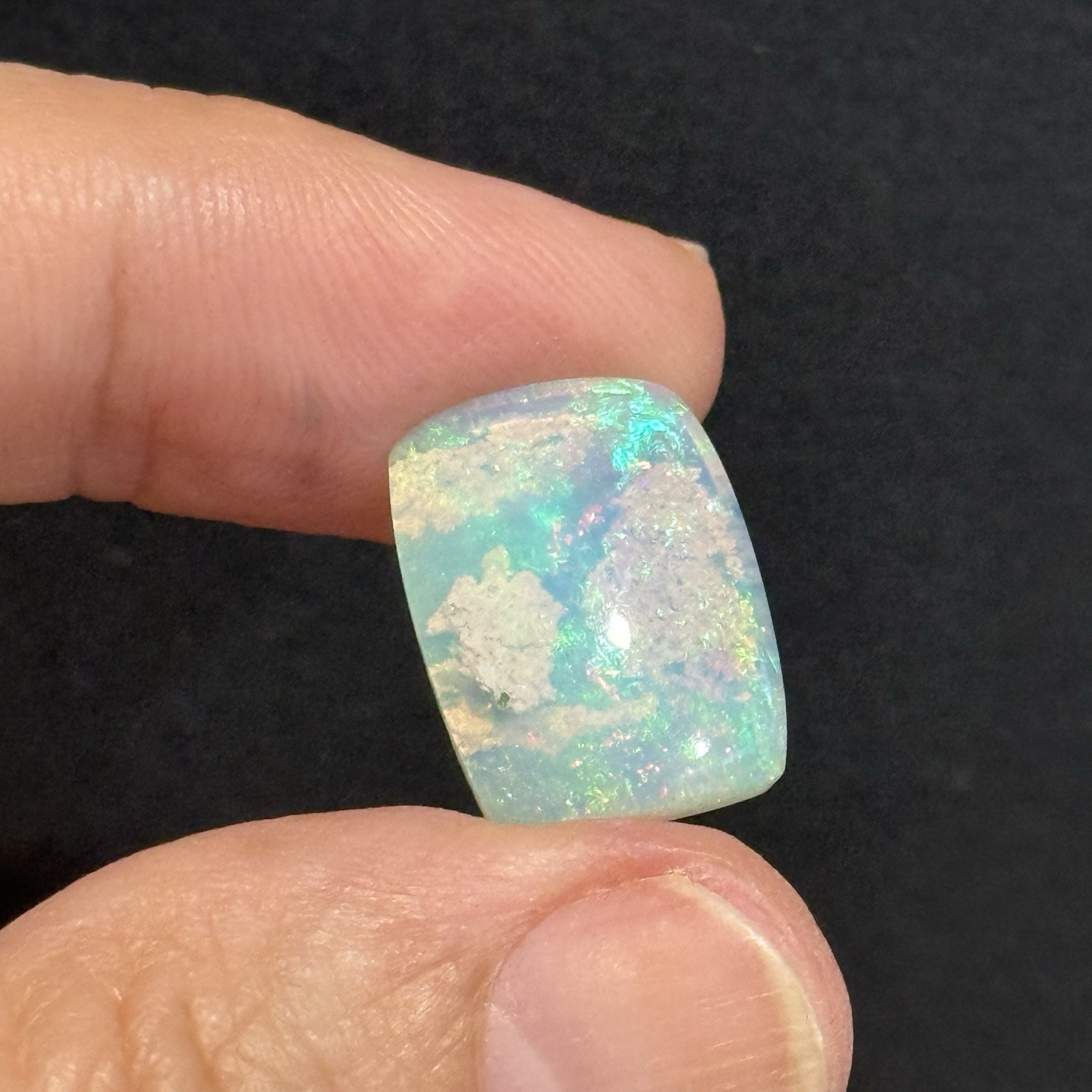 6.5ct 17.2×12.6×5.4mm Stardust Galaxy Ethiopian Welo Opal Cushion Cabochon Gem