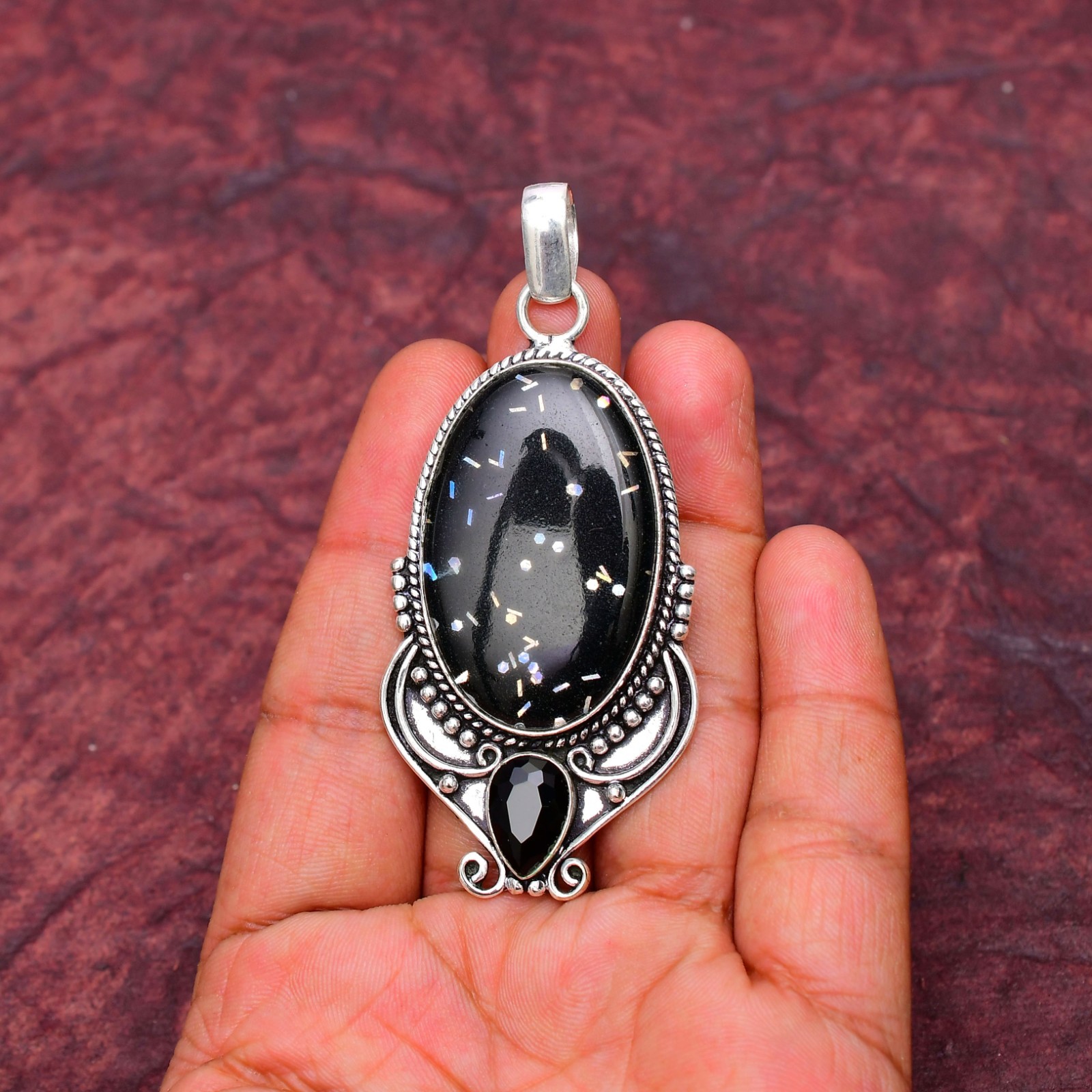 Triplet Fire Opal Gemstone 925 Sterling Silver Pendant Approx – 2.51″