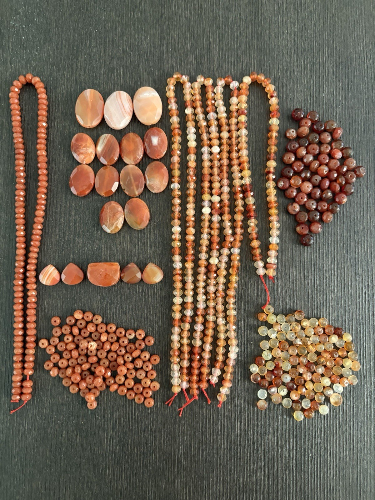 LOT Of Mixed Carnelian Red Aventurine Faceted Roundelle Stones Beads Read Info