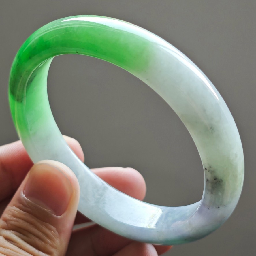 61mm Natural Green Purple Jadeite Jade Bangle Bracelet Burma Jade Bangle 3231