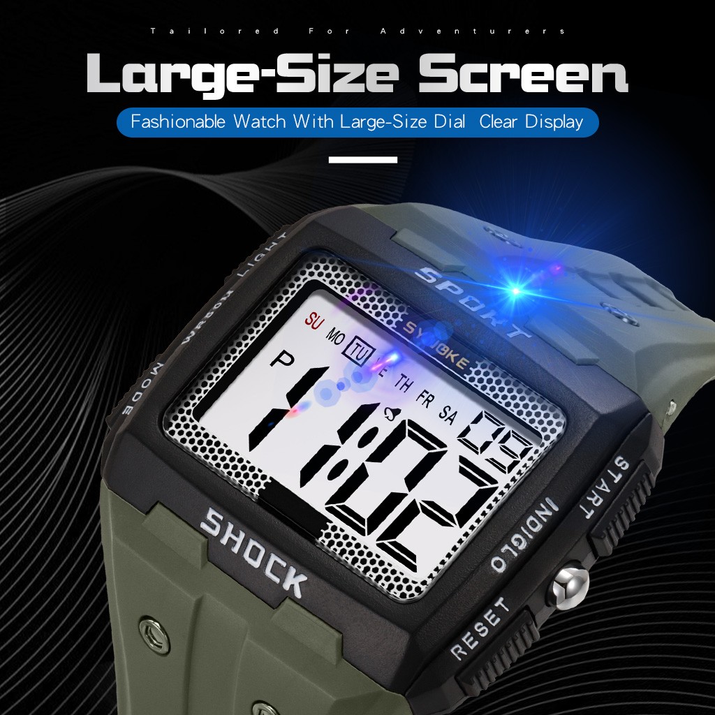 Waterproof Wrist Watch Mens Sports Army Digital Large LED Screen Military Watch