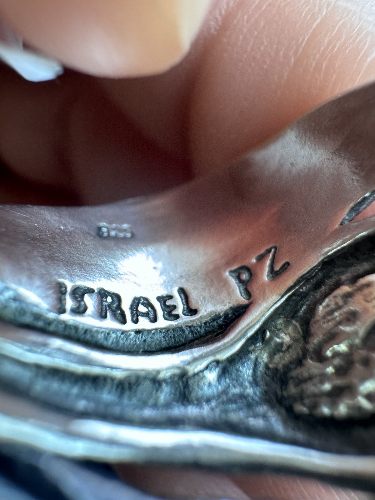 Vintage Signed PZ Paz Creations 925 Israel Sterling Silver Organic Wave Ring