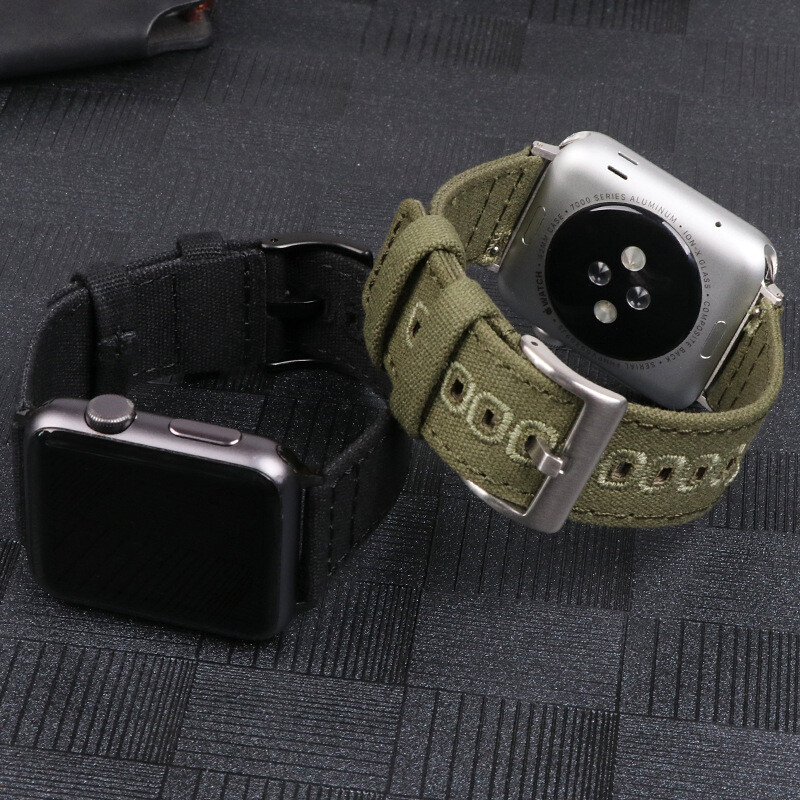 High quality cotton canvas sports watch strap for apple iwatch1234567 38 40 42mm