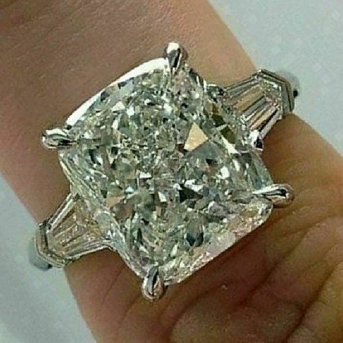 4.75Ct Cushion Cut VVS1 Lab Created Diamond Engagement 14K White Gold FN Ring