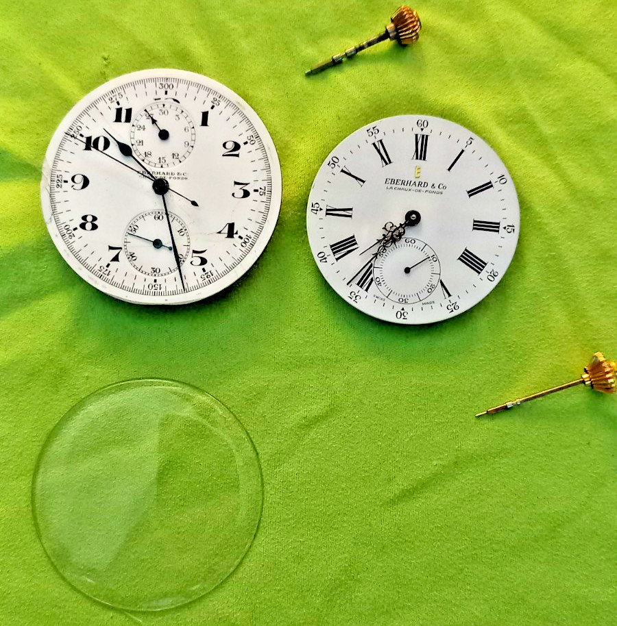Lot of 2 Eberhard & Co Working Chronograph Pocket Watch Movements + 361-5