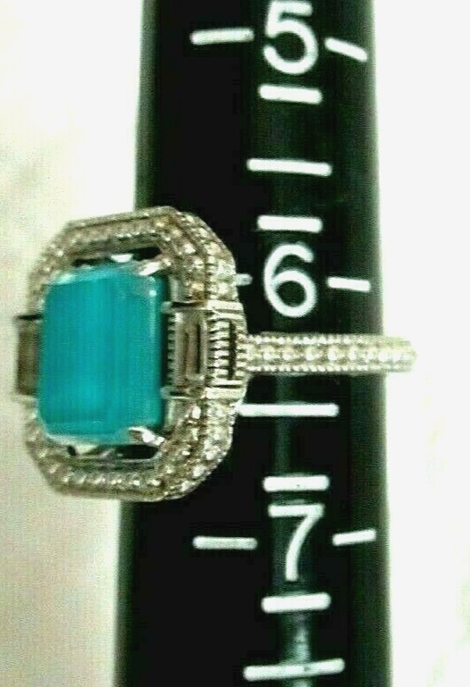 Judith Ripka Sterling Turquoise Doublet & Rock Quartz Avery Ring Sz 6 to 6 1/4