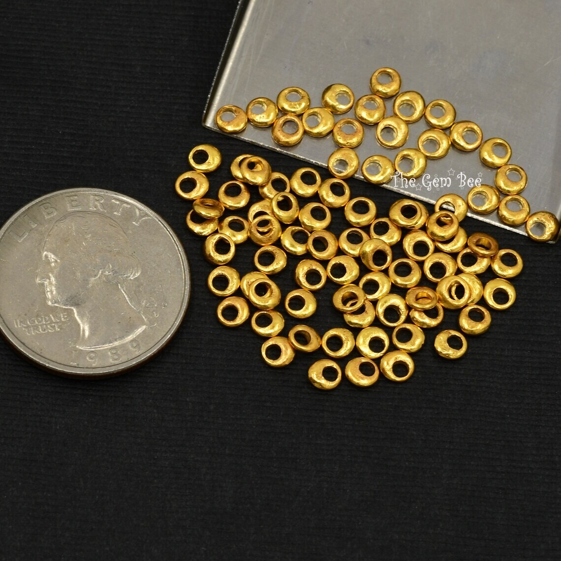 4mm 18k Yellow Gold Ancient Antique Rounded Donut Nugget Spacer Finding (5)