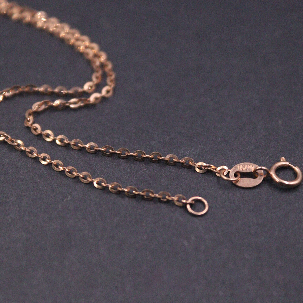 Real Au750 Pure 18K Rose Gold Chain 1.5mm Lucky O Link Necklace 2.2-2.3g 17.9in