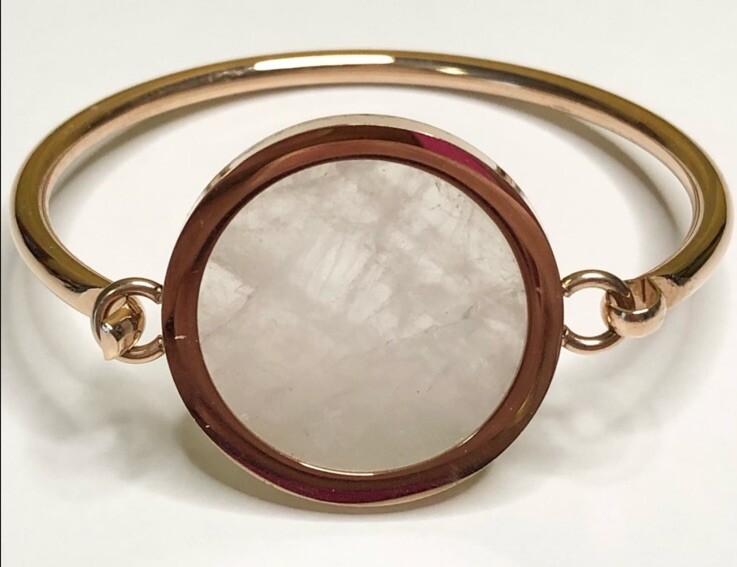 18k Gold Plated Sterling Silver Pink Resin Cuff Bracelet