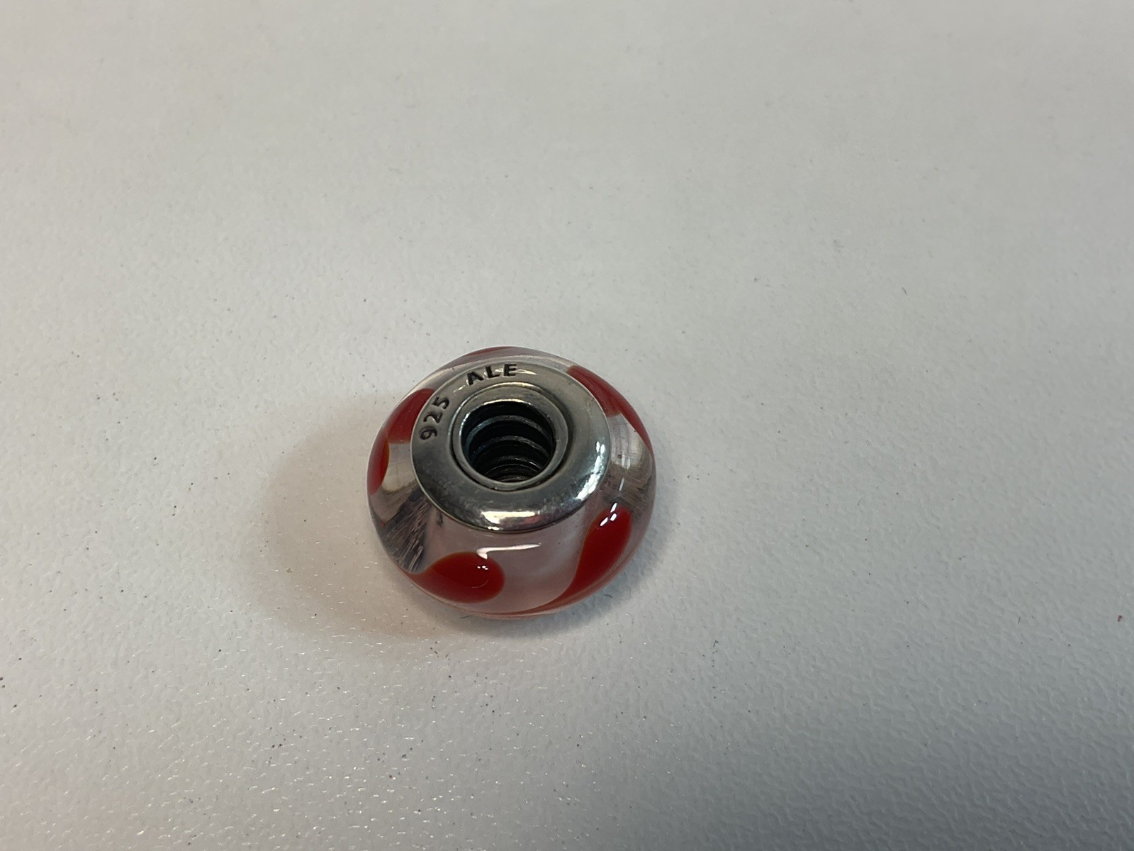 Pandora Murano Red And White Swirl Charm Retired