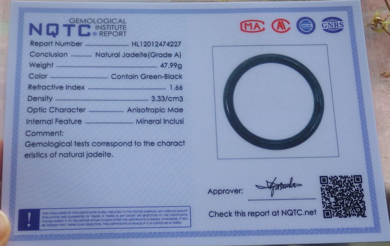 Video Certified Black 100% A JADE Jadeite Circle Bangle Bracelet 69 mm 手镯 734870