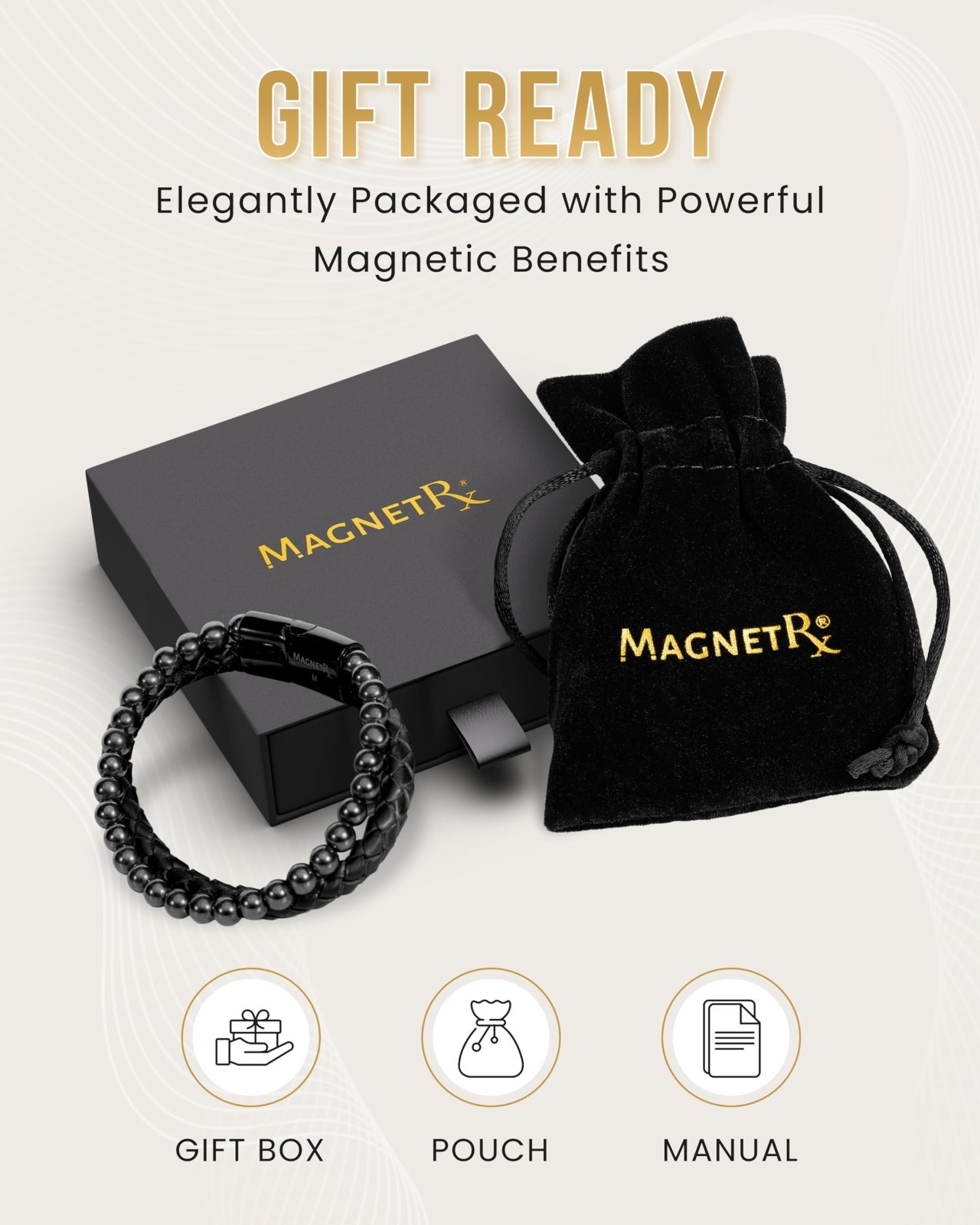 Max Strength Magnetic Hematite & Leather Bracelet – Men’s Beaded Jewelry (Large)
