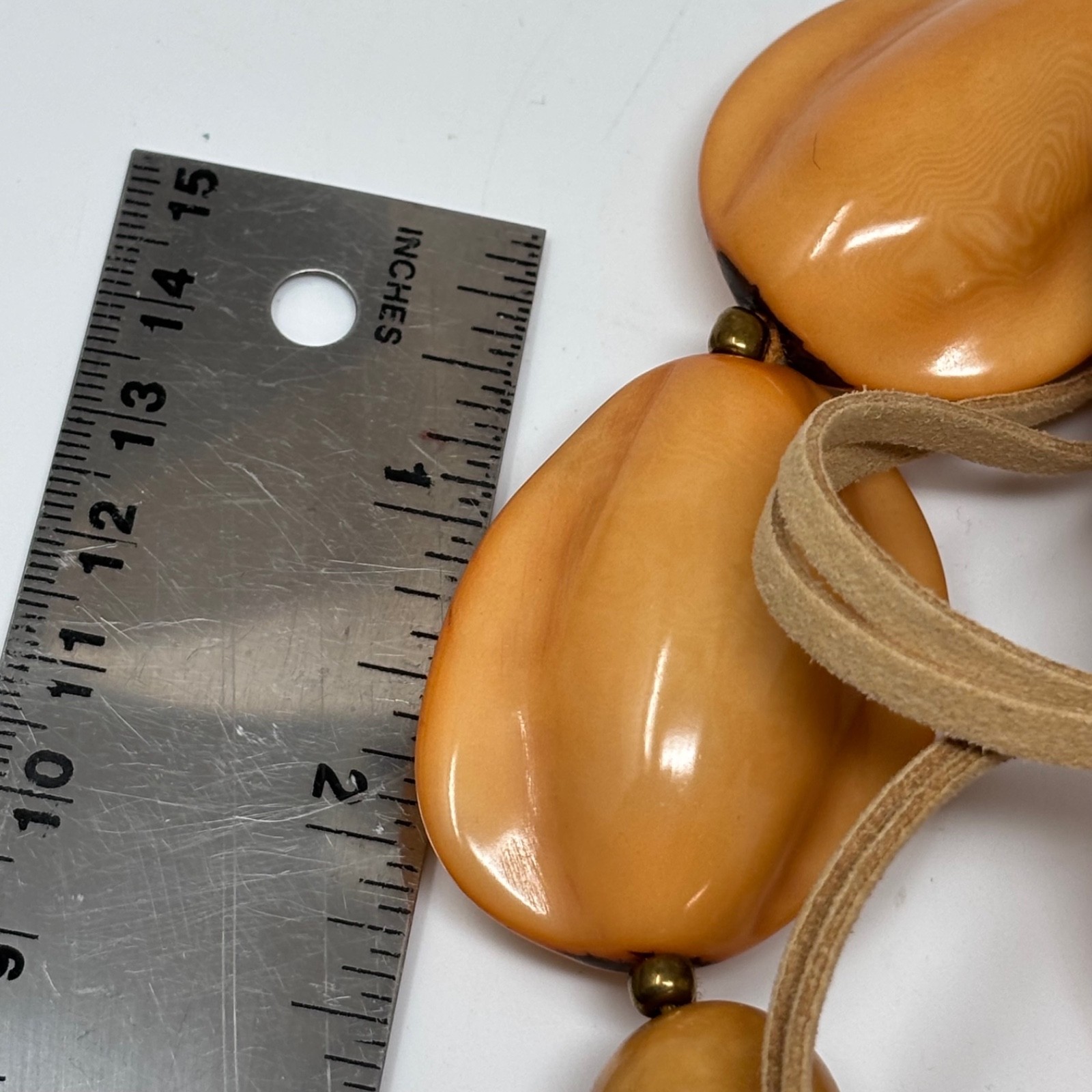 Tagua Soraya Cedeno Womens Miriam Chunky Long Statement Necklace Peachy Beige