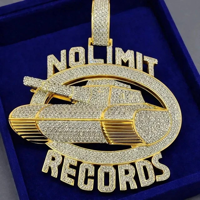 2.25Ct Round Cut Real Moissanite No Limit Records Pendant 14K Yellow Gold Plated