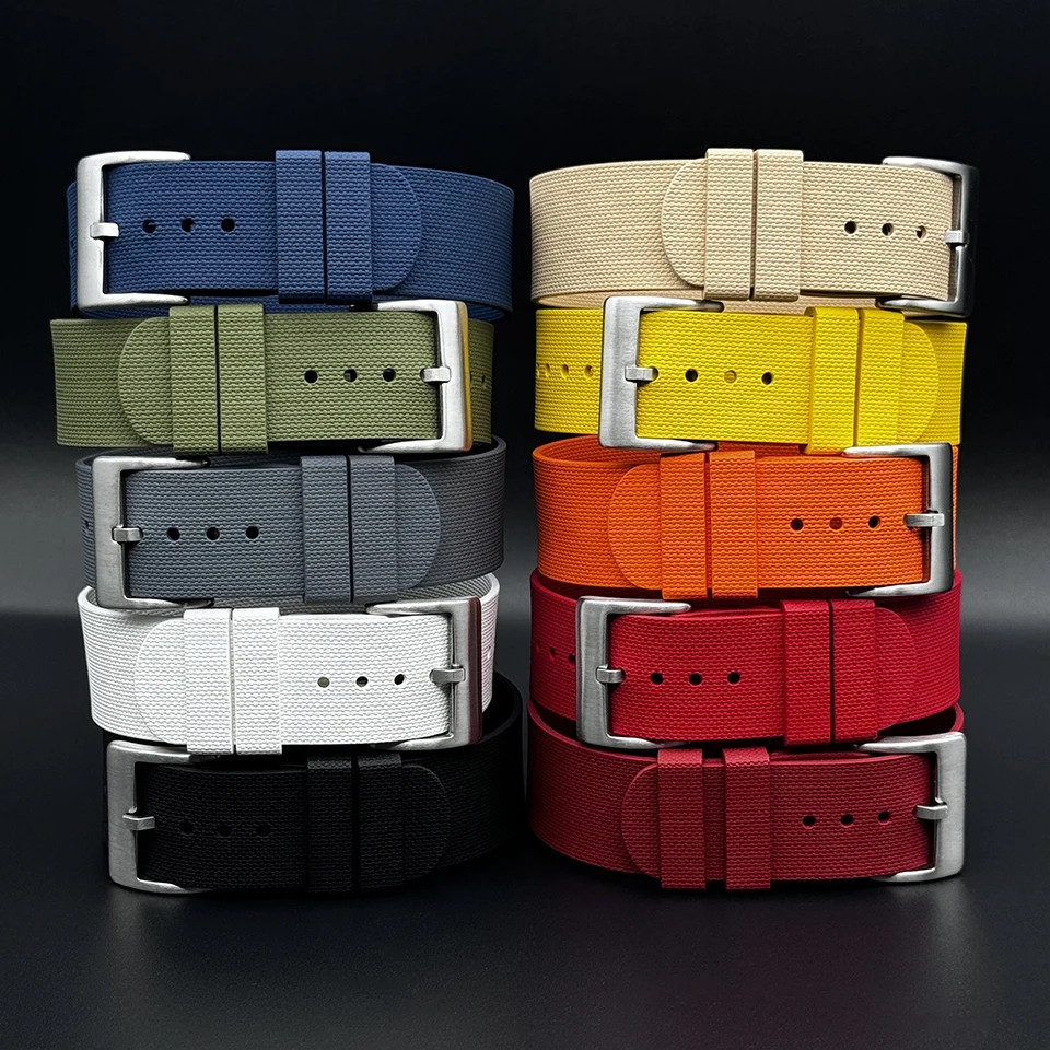 Sports Watch Strap FKM Rubber Band Wristband One Piece Fashion 20mm 22mm