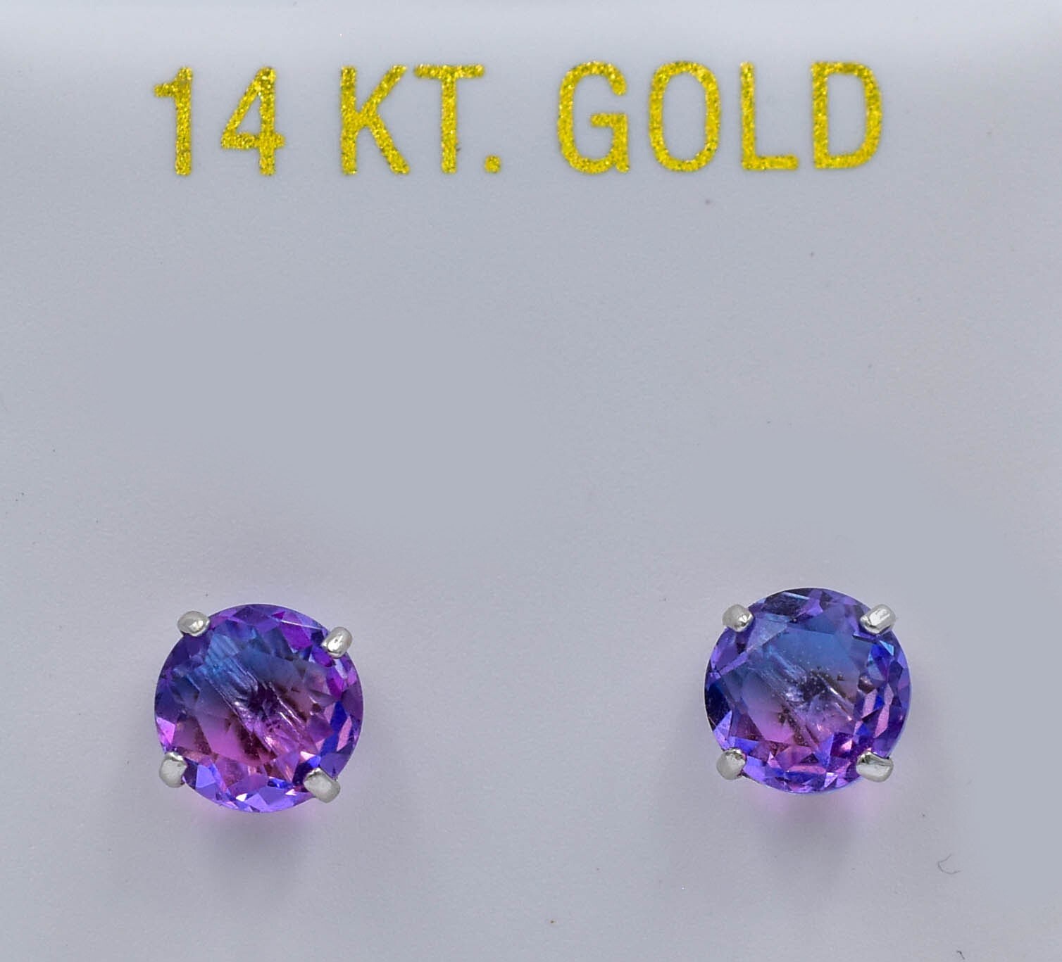 TOURMALINE 1.90 Cts STUD EARRINGS 14K SOLID WHITE GOLD -6 mm NWT – MADE IN USA