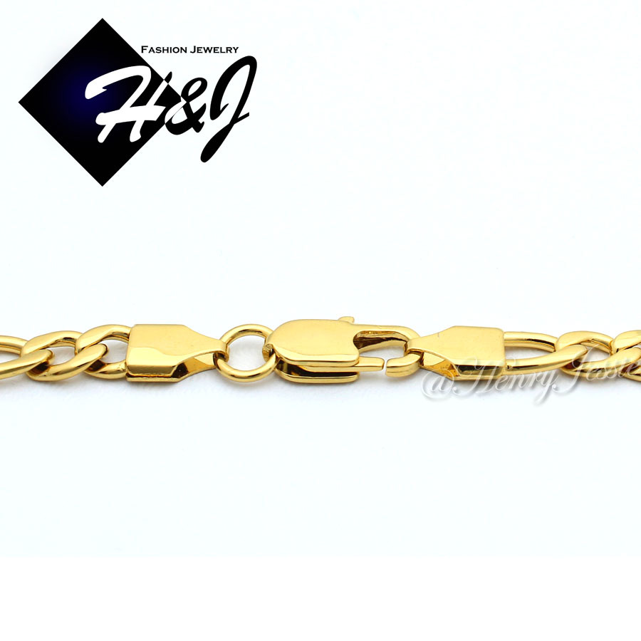 18″-36″MEN Stainless Steel 6mm Gold Plated Figaro Link Chain Cross Pendant*J2