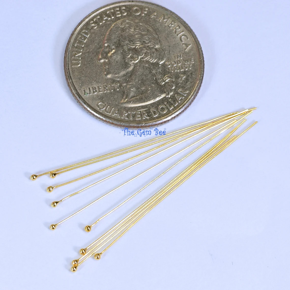 28 gauge 14k Solid Yellow Gold 1.5 INCH Ball Headpin (2) or (10)
