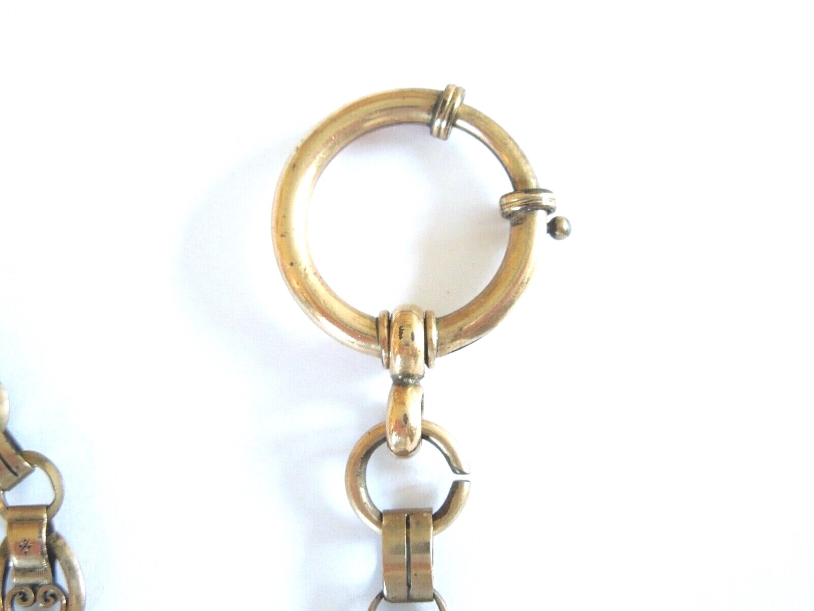 Old Gilded Hinge Watch Chain With Photo Medallion, Pendant 21.9 G/Approx. 28 Cm