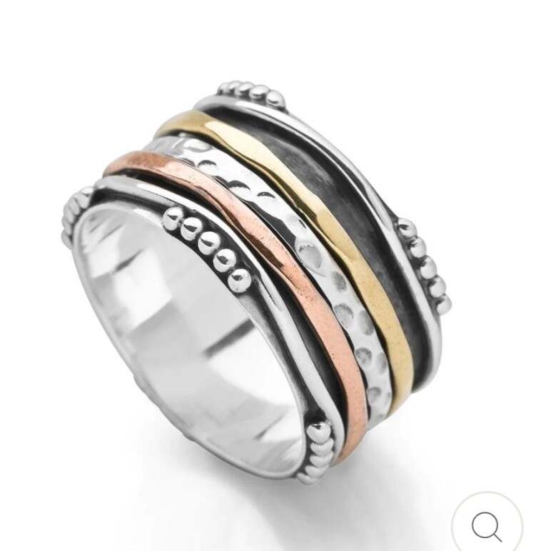 Solid 925 Sterling Silver Spinner Ring Wedding Wide Jewelry Gift For Women A-824