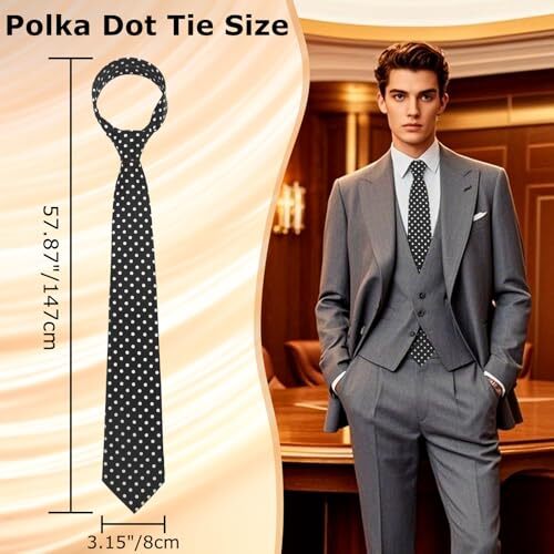 Polka Dot Ties for Men, 3.15″ Classic Mens Necktie for Casual Business Black