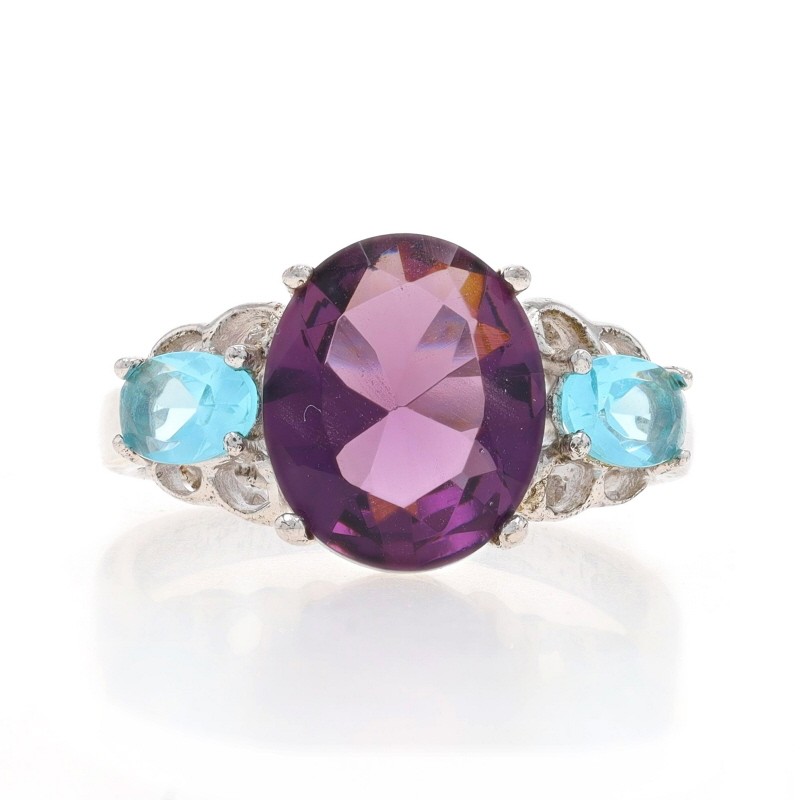 Sterling Silver Amethyst & Apatite Ring – 925 Oval