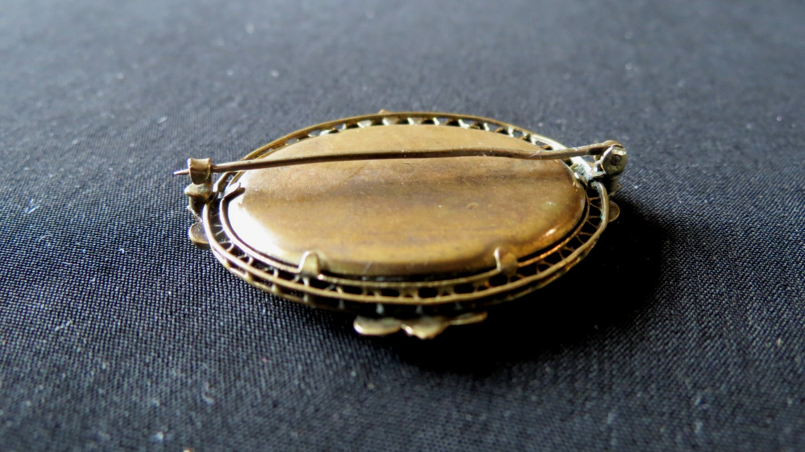 Victorian Gold Fill PIETRA DURA Micro Mosaic Floral Brooch C Clasp Pin Rare Find