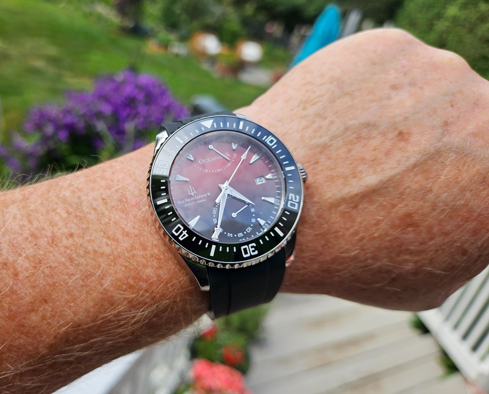 Oceaneva Power Reserve 6000m Automatic Grade 5 Titanium Watch Red