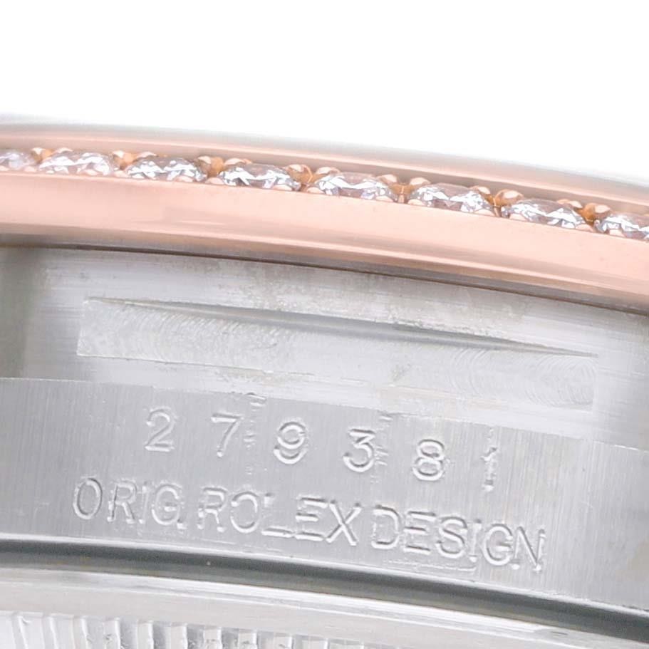 Rolex Datejust 28 White Roman Dial Steel Rose Gold Diamond Ladies Watch 279381
