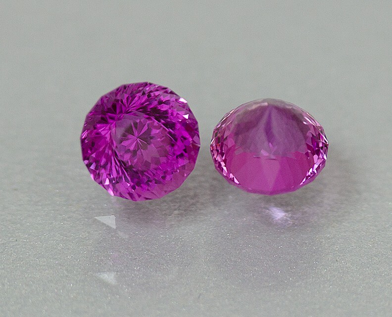 Lab Created Pink Spinel Earrings. 8mm Portuguese Cut Stones. 5.65 cts. Amazing