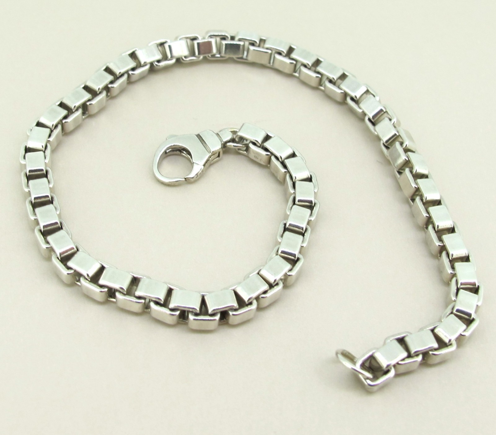 4mm Sterling Silver Box Link Chain Bracelet 8”