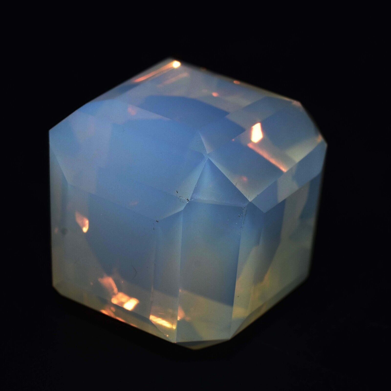 116.0 Cts 23x22mm Natural Australian Blue Welo Opal Cube Shape Unheated Gemstone