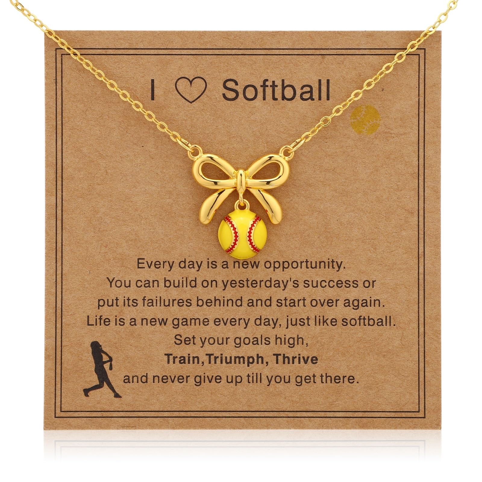 Softball Necklaces, 40+5cm/16+2in Adjustable Bow Pendant Necklaces Sports Acc…