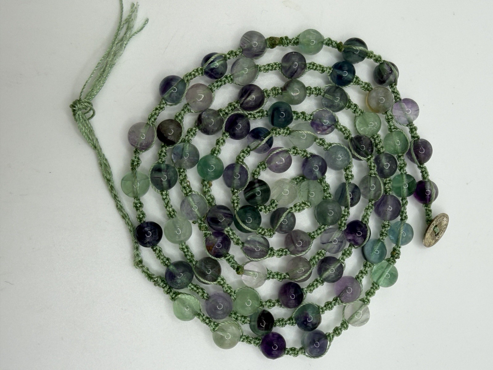 Lulu Dharma Fluorite Bead Wrap Necklace Bracelet Convertible Boho 80.36g