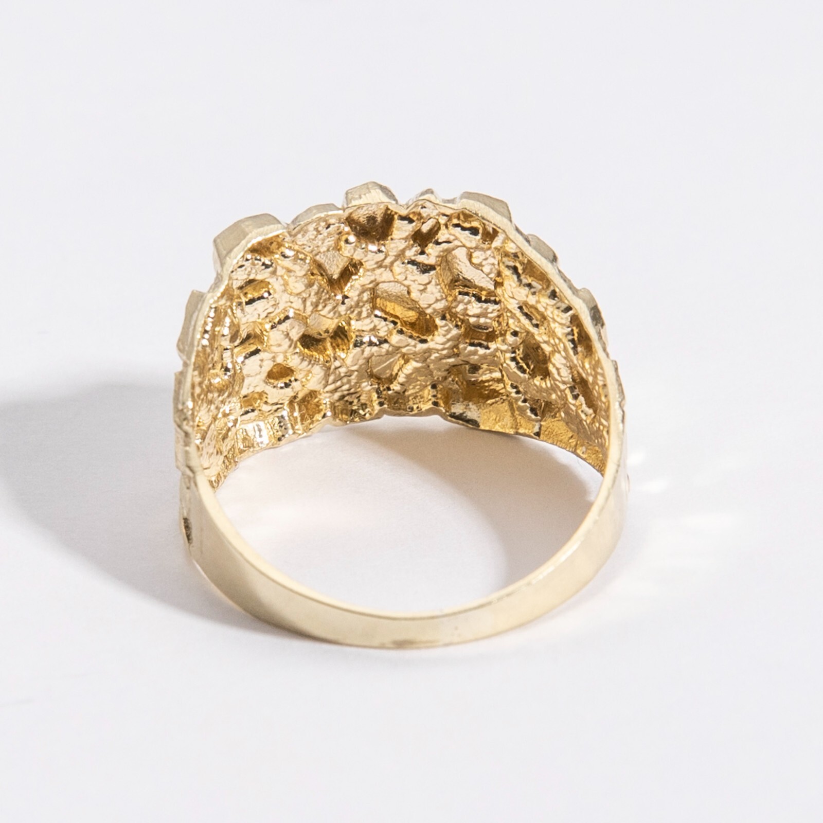 SOLID 10K Gold Large Square Nugget Ring Yellow White Rose Gold