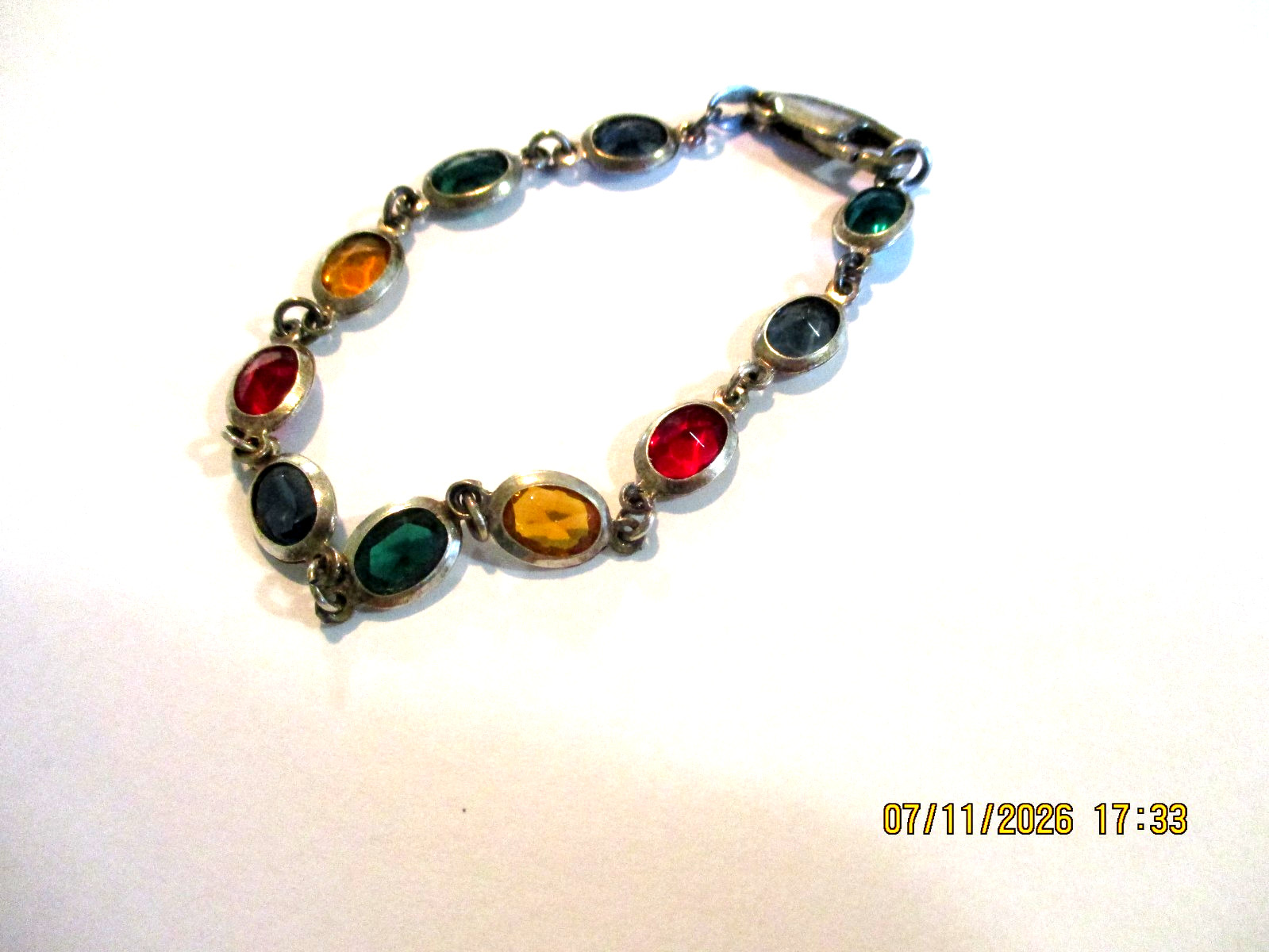 Vintage Milor Tennis Bracelet 925 Sterling Silver Italy Multi Colored Stones