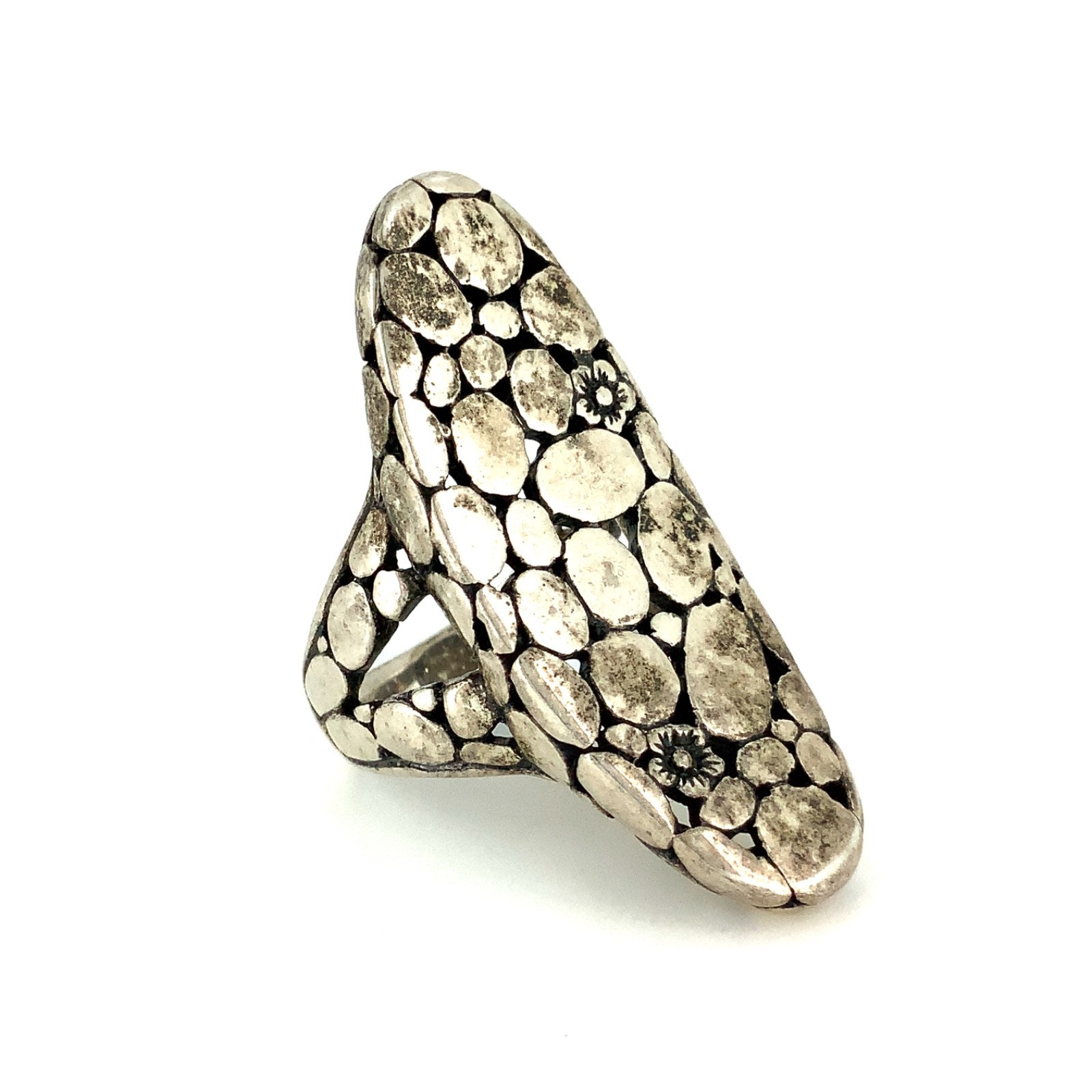 Bangkok Ratnaraj Jewelers BBJ Vintage Sterling Silver Pebble Saddle Ring Sz. 7