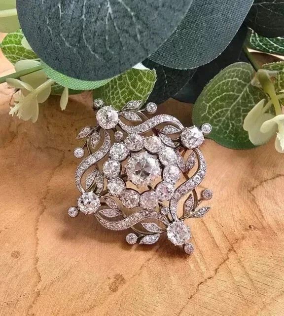 3Ct Round Cut Lab Created Diamond Womens Pretty Brooch Pin 14k White Gold Plated