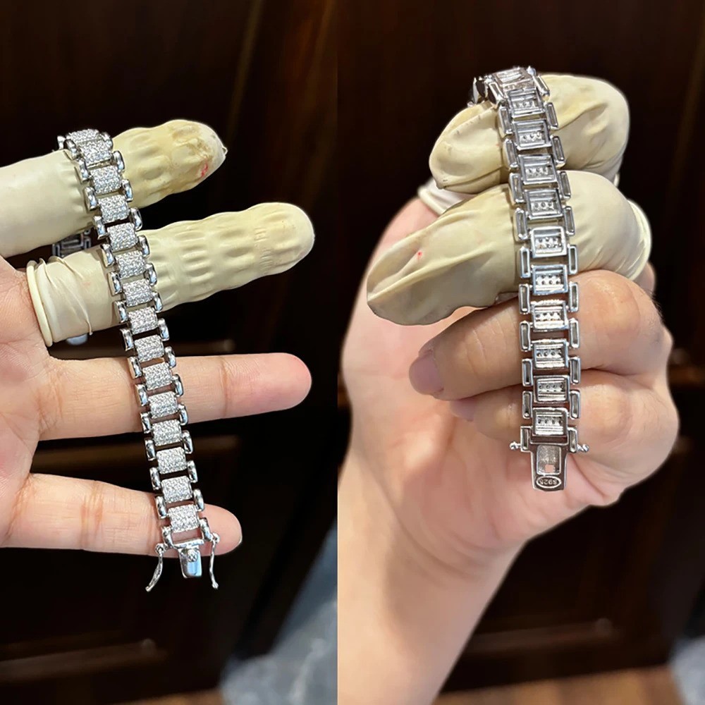Luxury D Color VVS Moissanite Bracelet 925 Silver 7.5 Inches WG