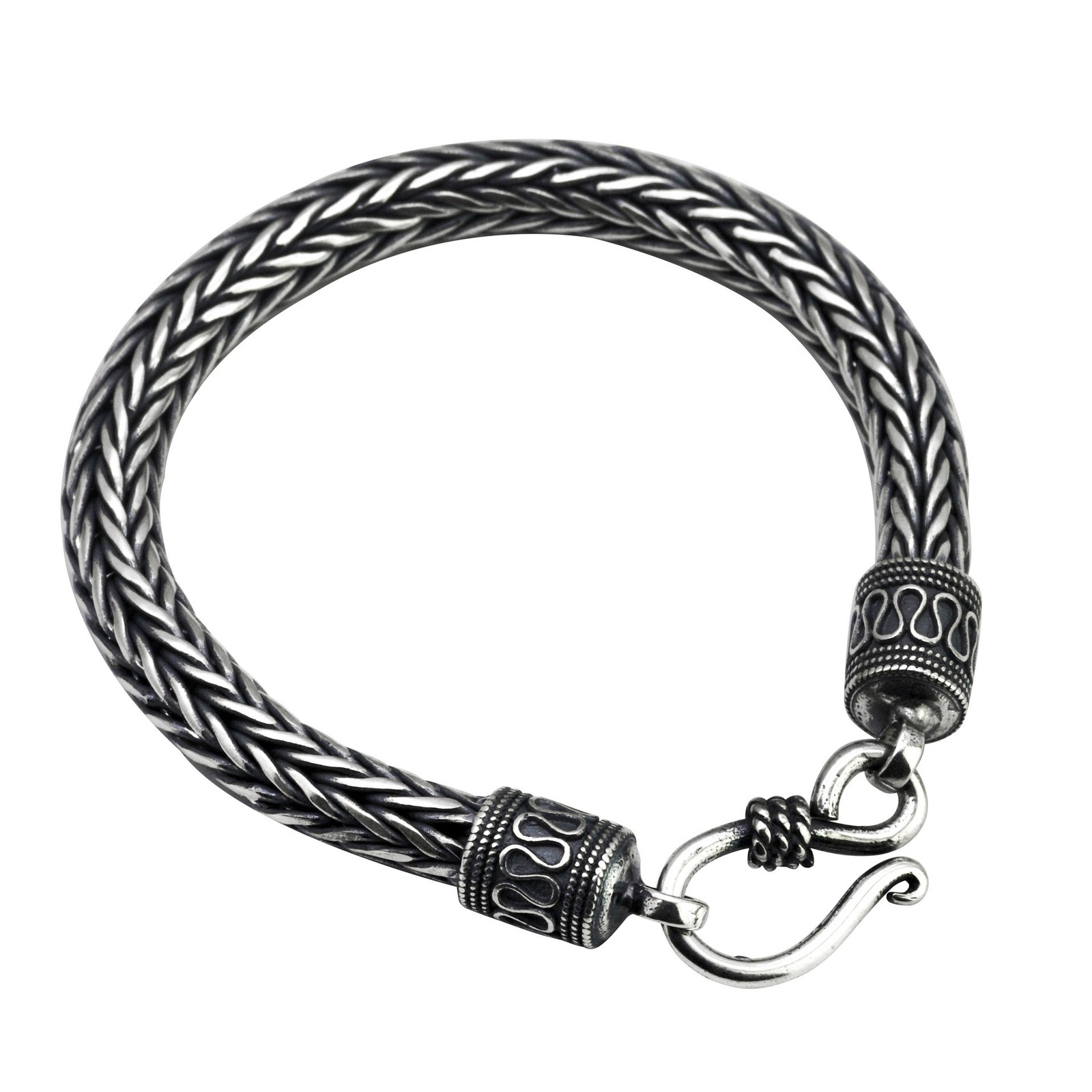Pure Real S925 Sterling Silver Bracelet 6mm For Men Round Wheat Link Chain