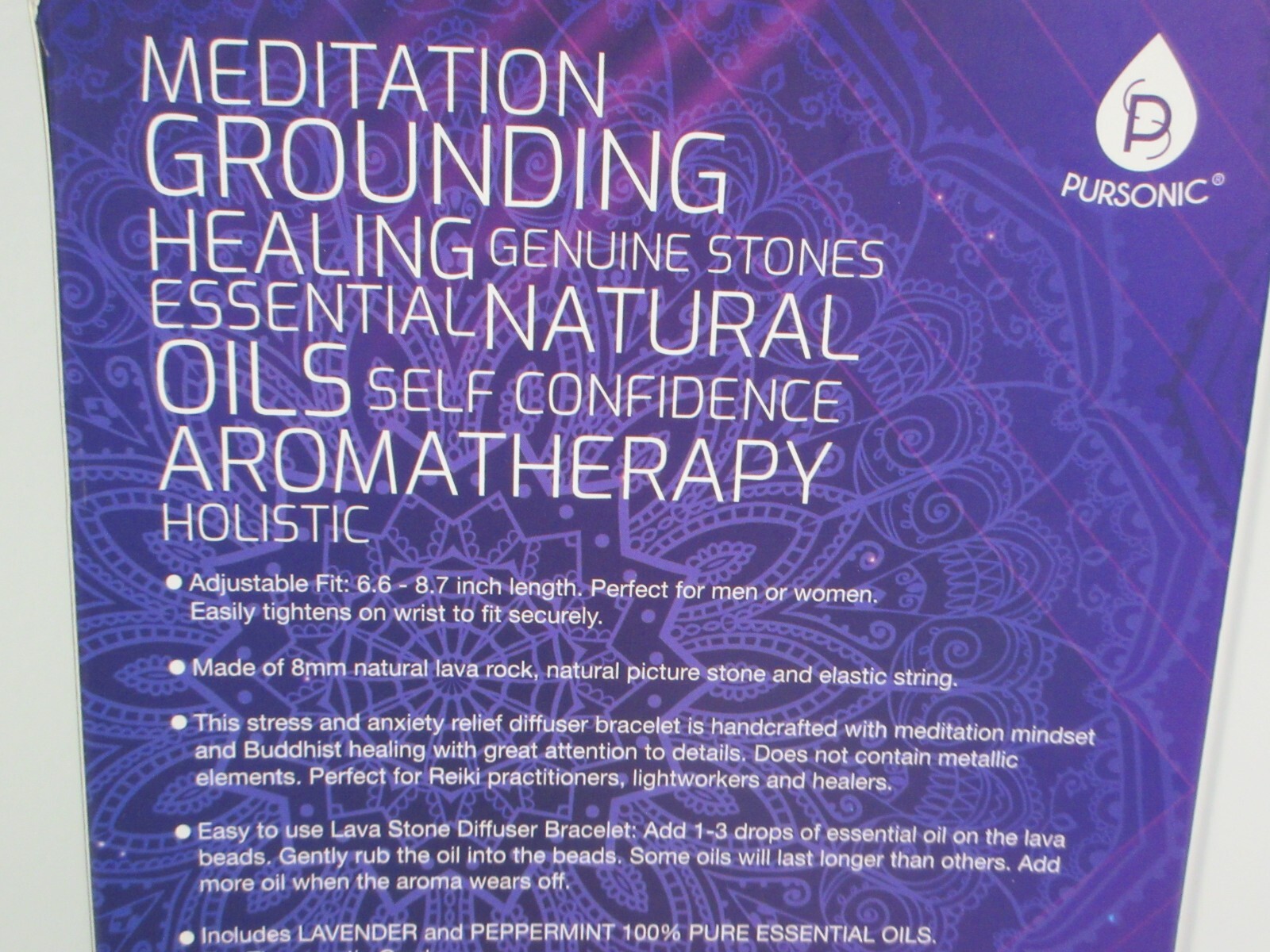 Natural Lava Stone Aromatherapy Bracelet Lavander & Peppermint Essentials Oils