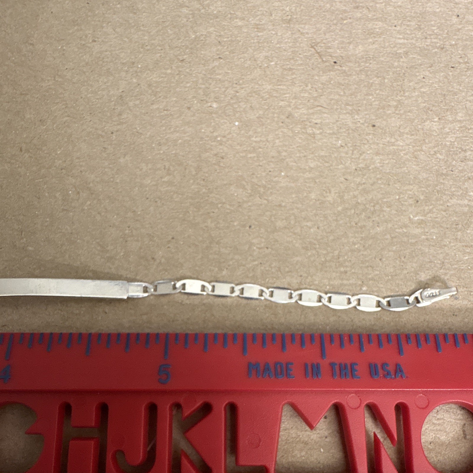 925 Sterling Silver Figaro Chain ID Bracelet Lobster Clasp 7.1-7.5″ Signed